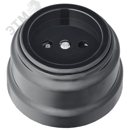 Изображение товара Ретро розетка электрическая одноместная без з/к со шторками черная