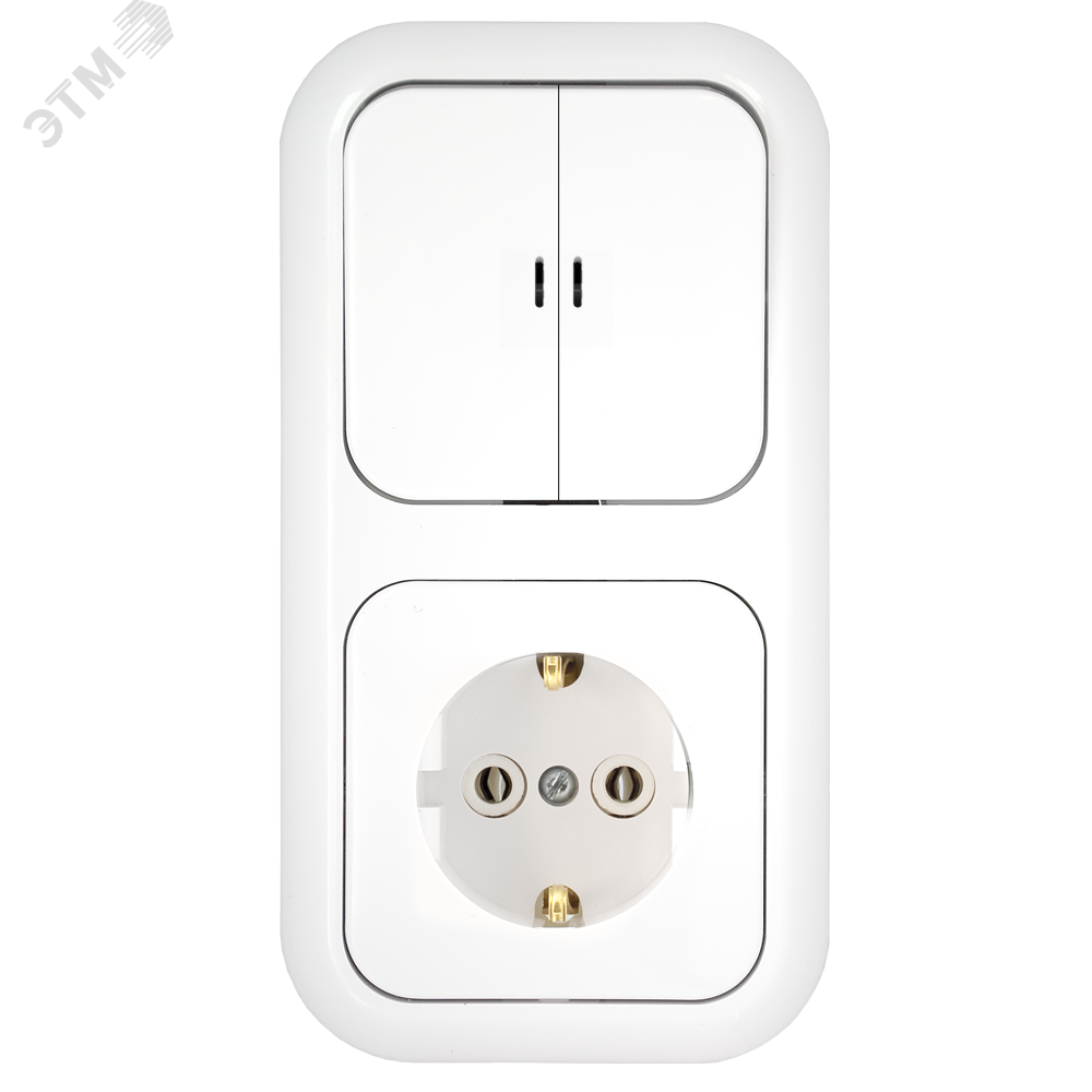 Изображение товара Беларусь Блок выключатель двухклавишный С индикатором+розетка (шт)