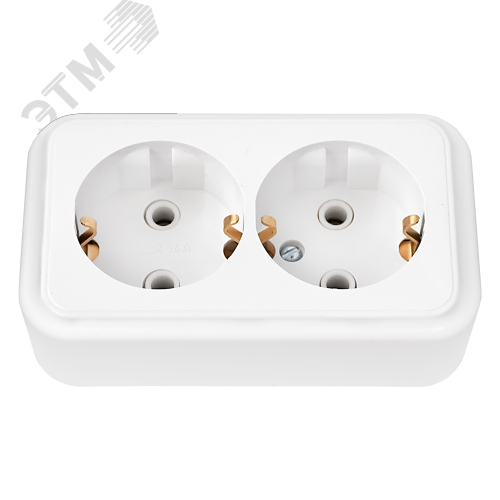 Изображение товара Беларусь Розетка наружная двойная с заземлением IP20 белый