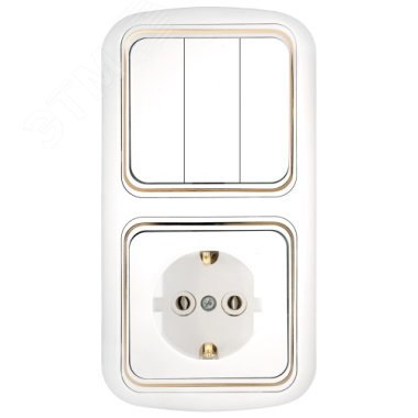 Изображение товара Беларусь Блок скрытый трехклавишный и розетка Гармония Люкс 3В-РЦ-499