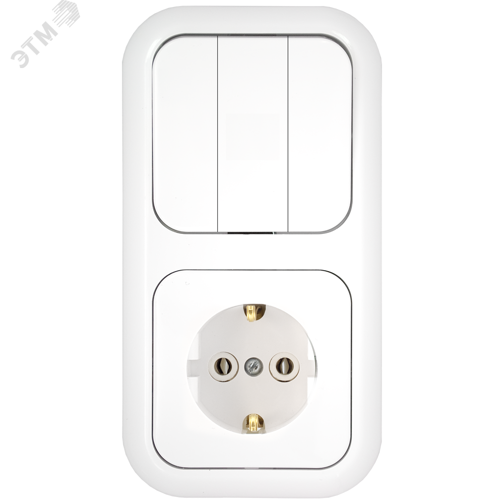 Изображение товара Беларусь Блок выключатель трехклавишный с розеткой скрытой установки IP20