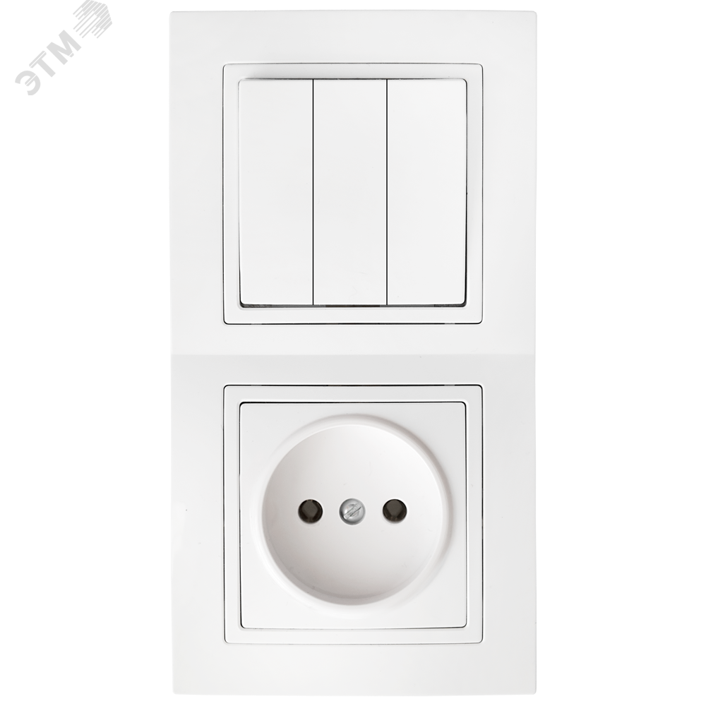 Изображение товара Беларусь Блок скрыт 3-клавишный розетка и выключатель серия УЮТ