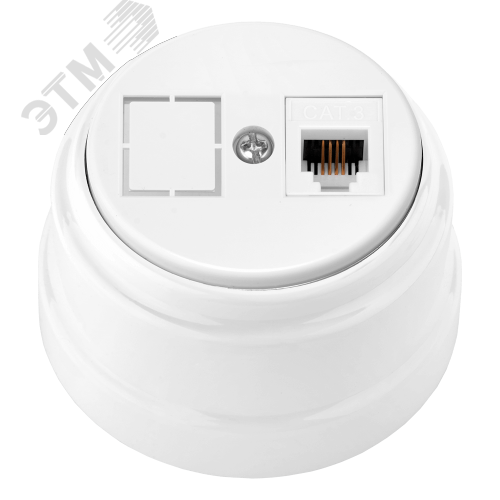 Изображение товара Ретро телефонная розетка четырехконтактная ТР4-5201 для открытой установки белая