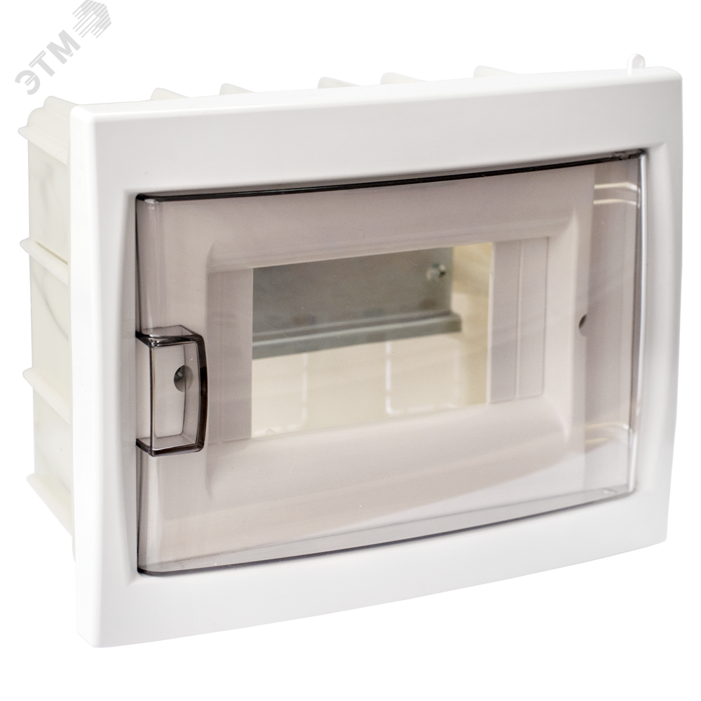 Щит распределительный встраиваемый с 0 шиной 6М пластиковый белый прозрачная дверь КНС-6Д БелТИЗ