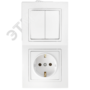 Изображение товара Беларусь Блок: выключатель двухклавишный + розетка Зк (шт)