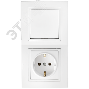 Изображение товара Беларусь Блок: выключатель скрытый одноклавишный + розетка 1п с заземлением (шт)
