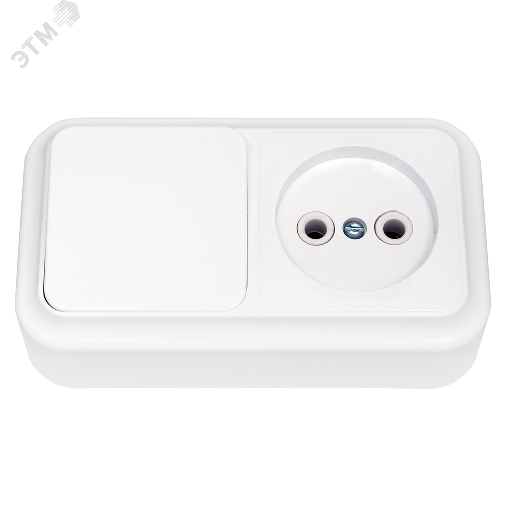 Изображение товара Беларусь Блок наружный: выключатель одноклавишный + розетка без заземления Пралеска (шт)