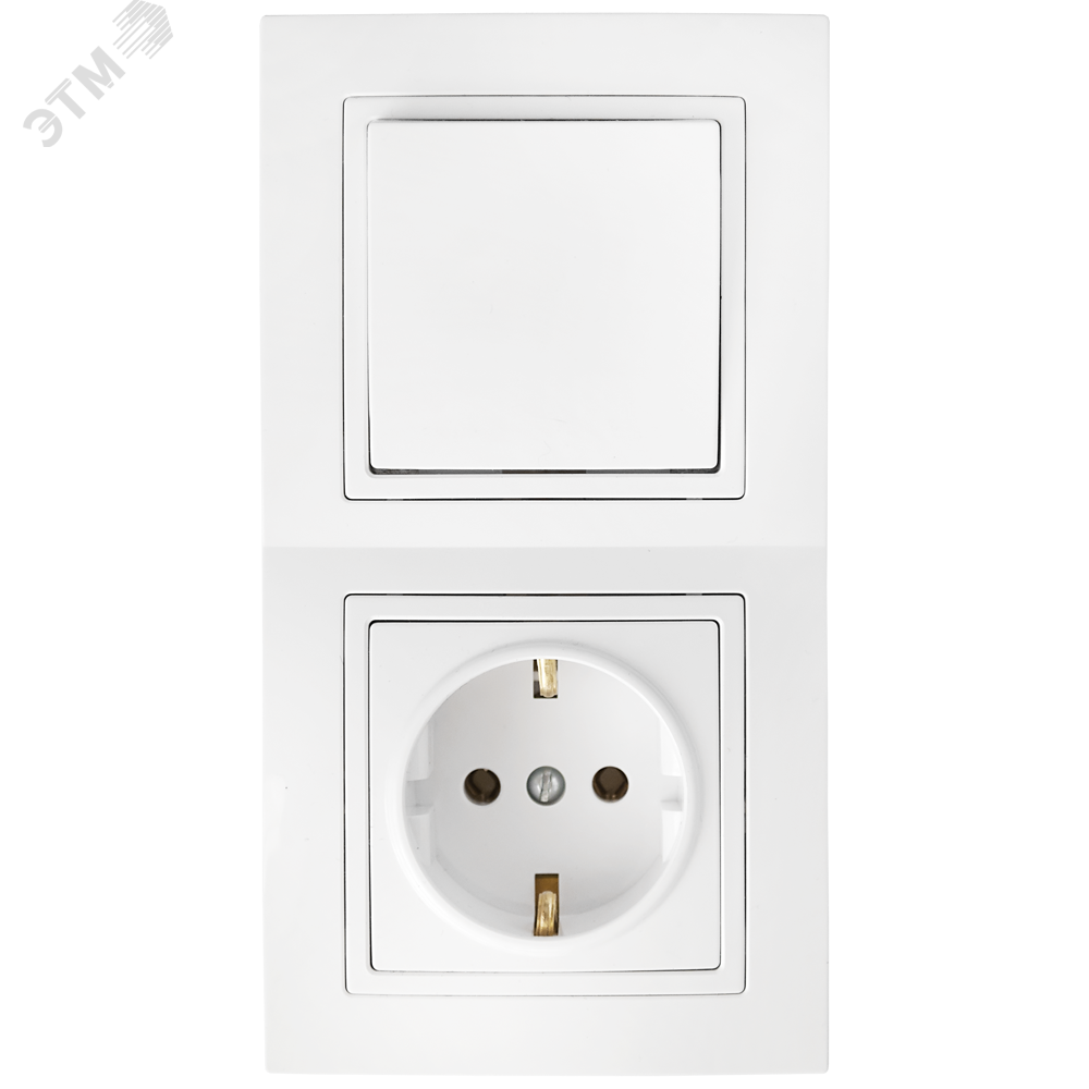 Изображение товара Беларусь Блок комплект розетки с заземлением и одноклавишный выключатель монтаж скрытый