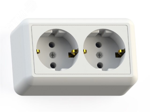 Изображение товара Розетка открытой установки двухместная с заземляющим контактом 16А серия ОПТИМА