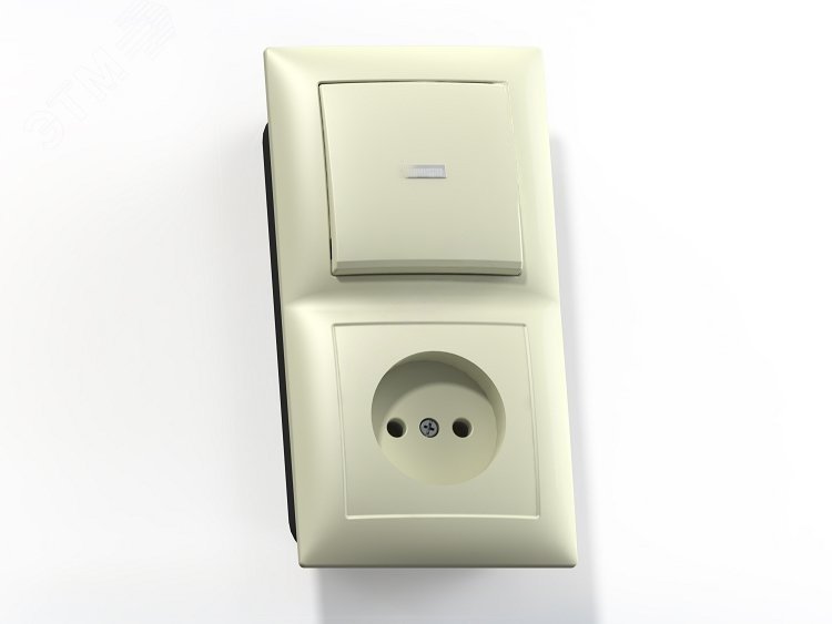 Изображение товара Блок комбинированный с одноклавишным выключателем и розеткой серии Селена БКВР-417