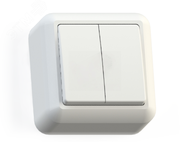 Изображение товара Выключатель открытой установки двухклавишный серия Оптима 10А А510-380 белый