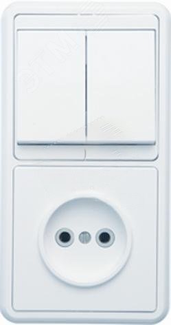 БЭЛЛА Блок комбинированны скрытой установки (двухклавишный выключатель+розетка) БКВР-038, белый 5827 Кунцево-Электро