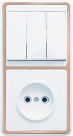 Изображение товара Блок комбинированный выключатель с розеткой 3 клавиши золото Кунцево-Электро БКВР-039