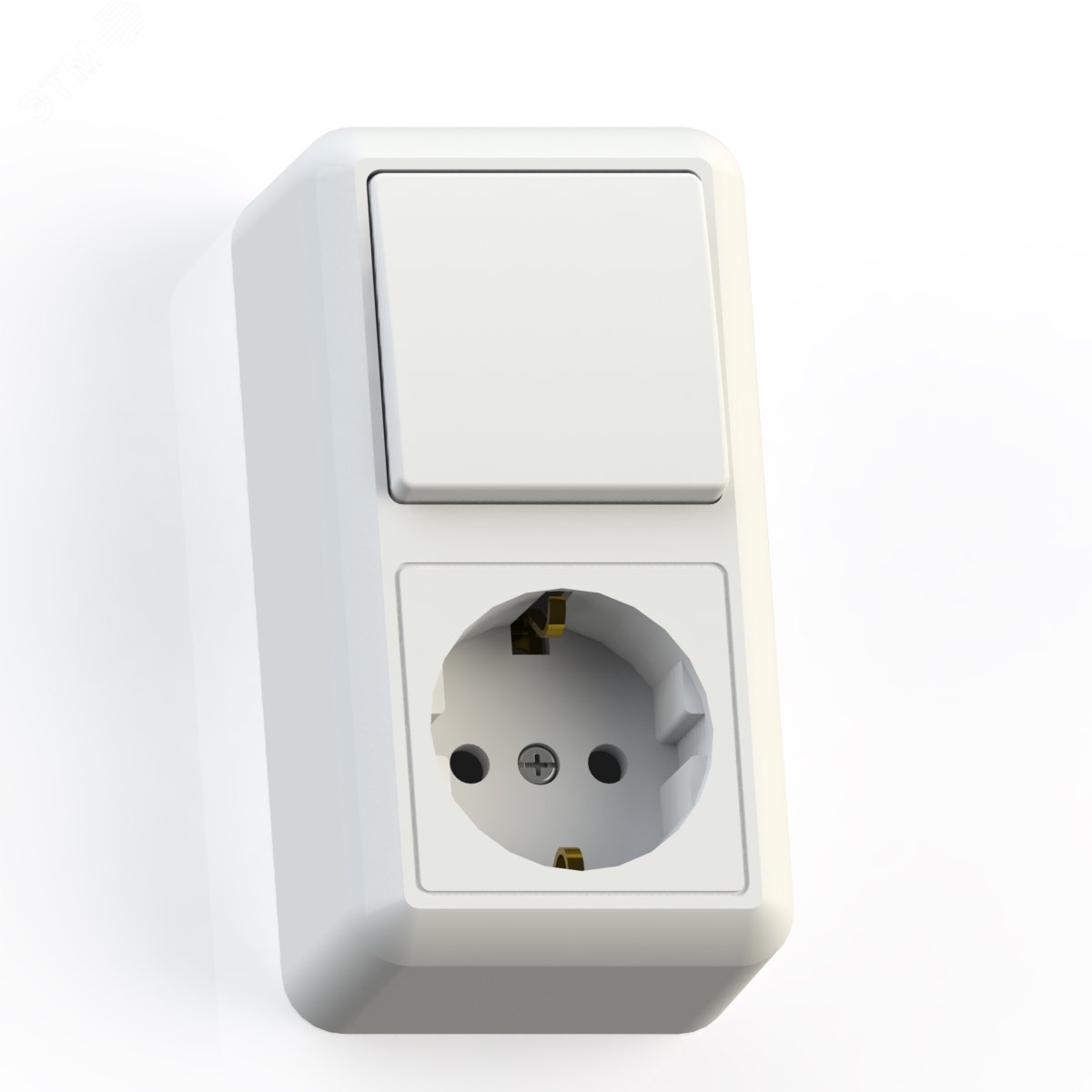 Изображение товара ОПТИМА Блок комбинированный открытой установки один клавишный выключатель и розетка с заземляющим к