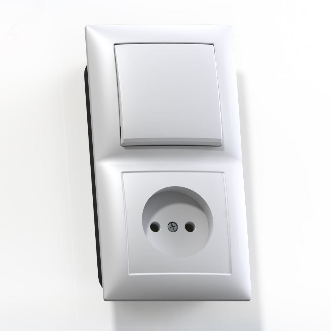 Изображение товара Блок комбинированный СЕЛЕНА БКВР-408 одноклавишный выключатель с розеткой белый для скрытого монтаж