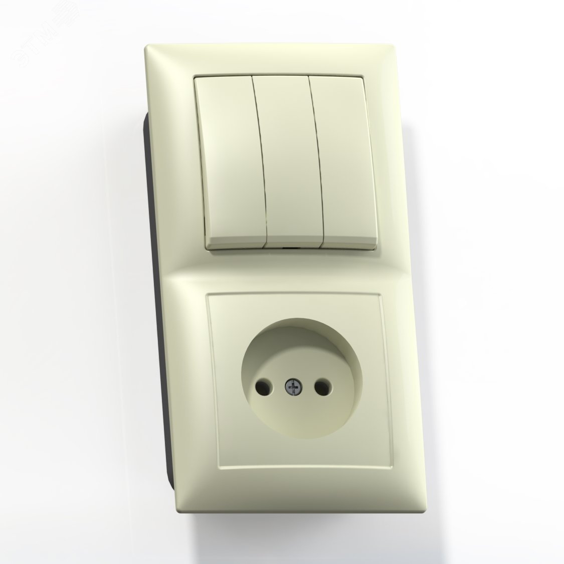 Изображение товара Блок комбинированный СЕЛЕНА БКВР-410 для скрытой установки 3 клавиши розетка бежевый