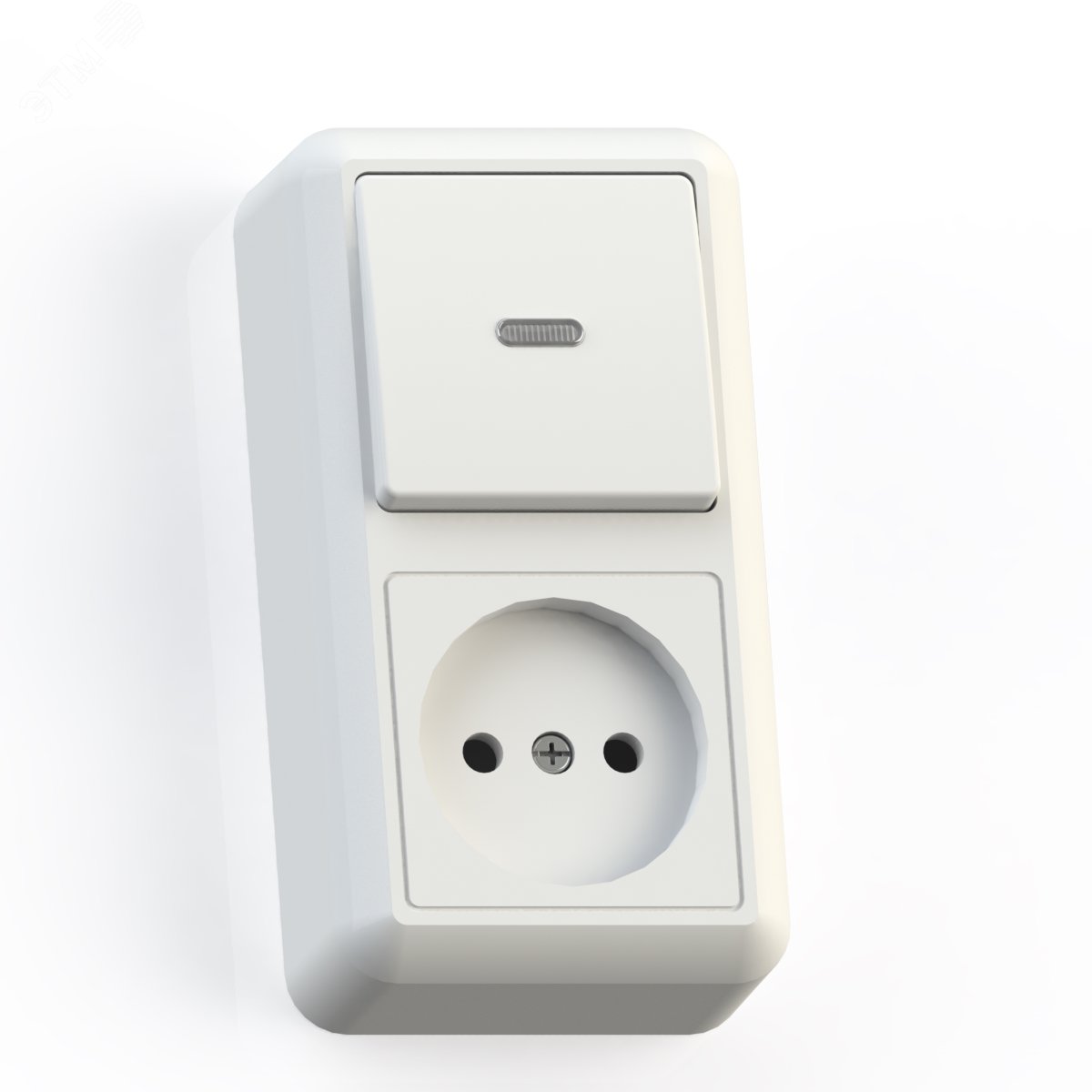 Изображение товара Оптима Блок Выключатель с подсветкой 10А и розеткой 16А БКВР-430 наружный белый