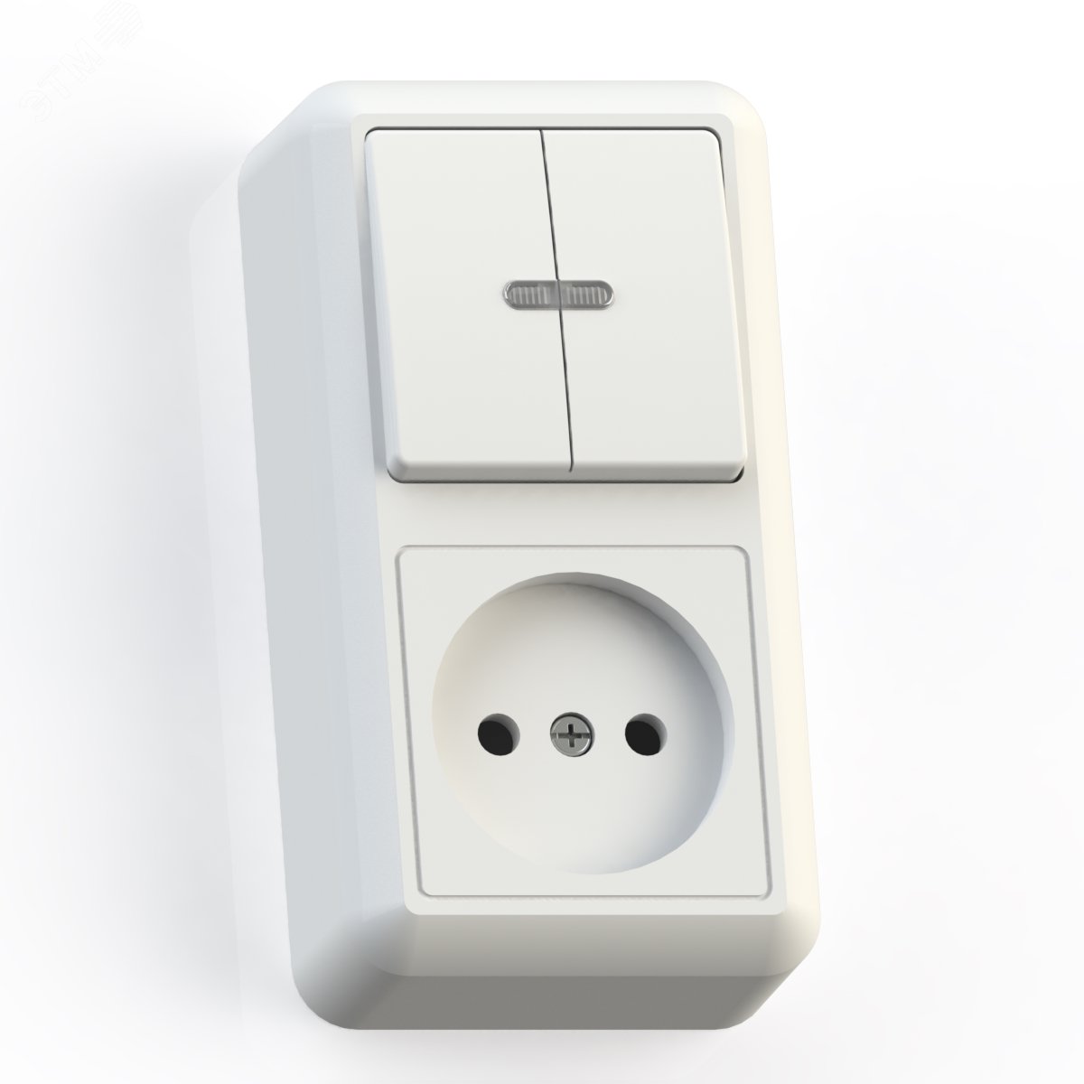 Изображение товара Блок выключатель двухклавишный с подсветкой ОПТИМА БКВР-431