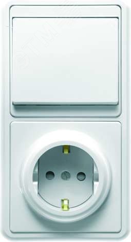 Изображение товара БЭЛЛА Блок БКВР-034 выключатель одноклавишный с евророзеткой белый