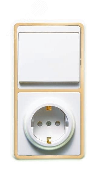 Изображение товара БЭЛЛА Блок выключатель и розетка со шторками, золото, IP20, монтаж скрытый