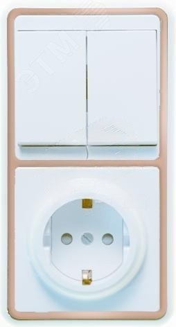 Изображение товара БЭЛЛА Блок БКВР-035 выключатель с розеткой золото 220 В 16 А скрытый монтаж