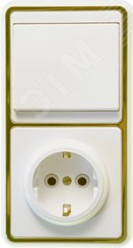 Изображение товара БЭЛЛА Блок БКВР-037 одноклавишный выключатель с розеткой золото Италия
