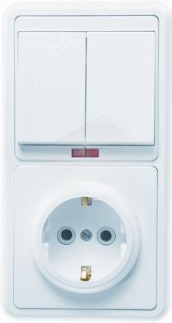 Изображение товара Блок выключателя с розеткой БЭЛЛА БКВР-055 белый для скрытого монтажа