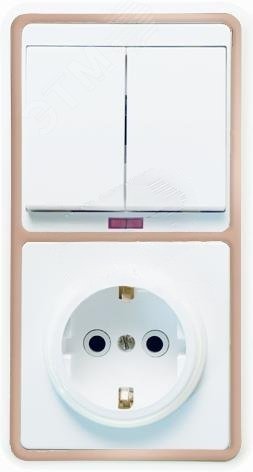 Изображение товара Блок комбинированный выключатель с розеткой и заземлением БЭЛЛА БКВР-055