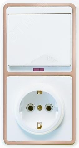 Изображение товара БЭЛЛА Блок выключатель с подсветкой и розеткой с заземлением золото
