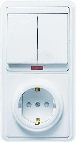 Изображение товара Блок выключатель с розеткой и подсветкой БЭЛЛА БКВР-210 белый