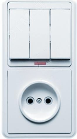 Изображение товара БЭЛЛА Блок БКВР-212 выключатель с розеткой белый для скрытого монтажа