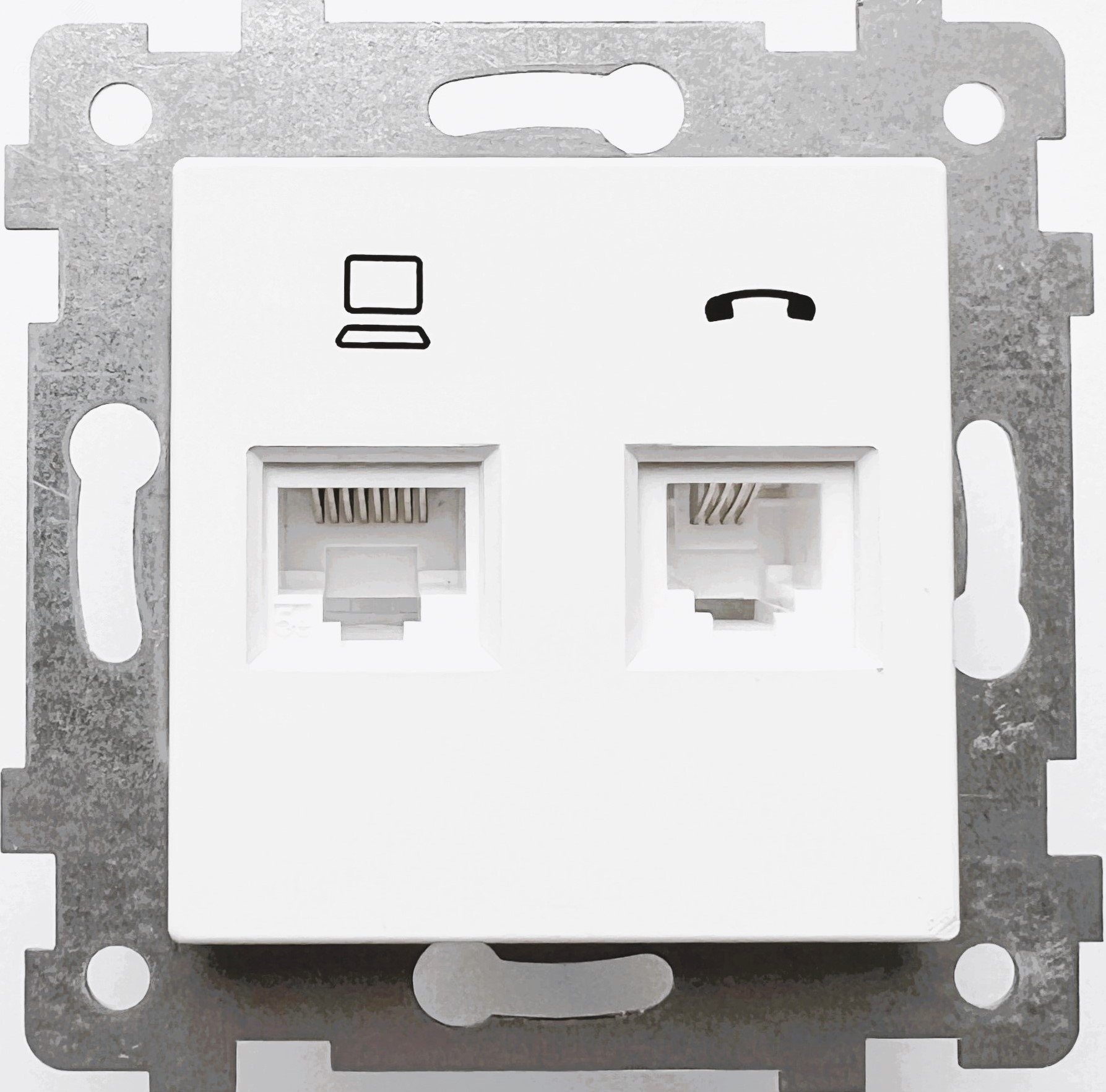 Изображение товара Мария Механизм розетки низковольтной ПК/ТЛФ 2 гнезда скр.уст. РКТ2-465 белый (шт)