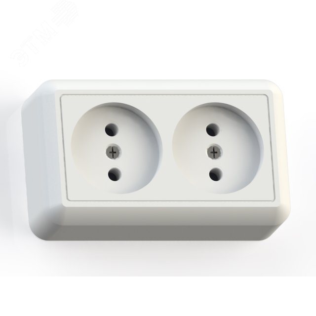 Изображение товара Розетка открытой установки двухместная Оптима РА10-373 белая 10А 220В