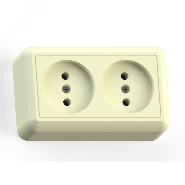 Изображение товара Розетка открытой установки двухместная 10А слоновая кость РА10-373 Оптима