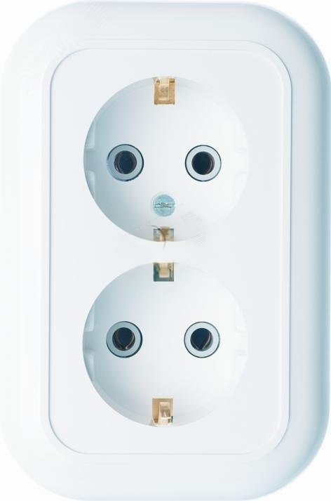 Изображение товара Розетка Валентина 2 поста скрытая с заземлением белая РС16-830