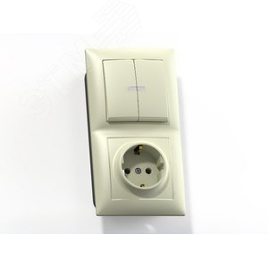 Изображение товара СЕЛЕНА Блок комбинированный с/у выключатель 2-хклавишный +розетка 2К+З БКВР-421, сл.кость (шт)