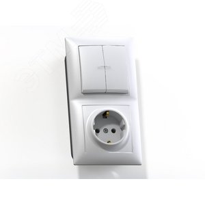 Изображение товара СЕЛЕНА Блок комбинированный с/у выключатель 2-хклавишный с подсвет, +розетка 2К+З БКВР-421, белый (шт)