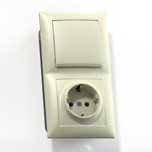 Изображение товара СЕЛЕНА Блок комбинированны скрытой установки (одноклавишный выключатель +розетка с заземляющим контактом) БКВР-411, слоновая кость (шт)