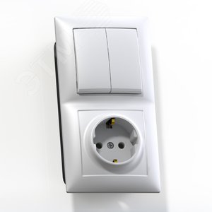 СЕЛЕНА Блок комбинированны скрытой установки (двухклавишный выключатель +розетка с заземляющим контактом) БКВР-412, белый Кунцево-Электро