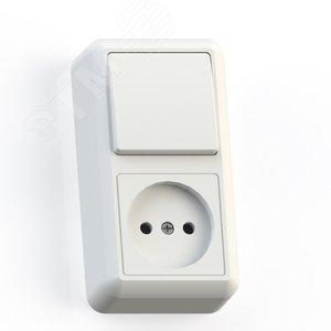 Изображение товара ОПТИМА Блок комбинированный открытой установки (одноклавишный выключатель+ розетка) БКВР-427, белый (шт)