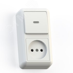 Изображение товара ОПТИМА Блок Выключатель с подсветкой 10А/ розетка 16А БКВР-430 наружный белый (шт)