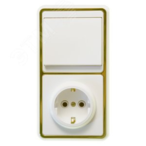 Изображение товара БЭЛЛА Блок БКВР-037 Выключатель одноклавишный + розетка золото (шт)
