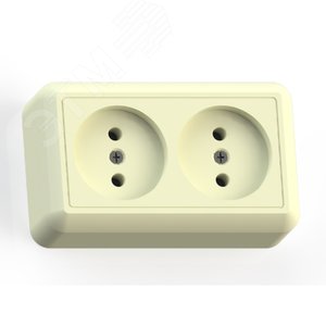 Изображение товара ОПТИМА Розетка открытой установки двухместная, 10А РА10-373, слоновая кость (шт)
