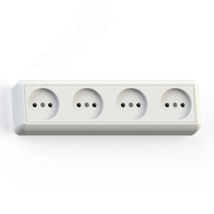 Изображение товара ОПТИМА Розетка открытой установки четырехместная, 16А РА16-402, белая (шт)