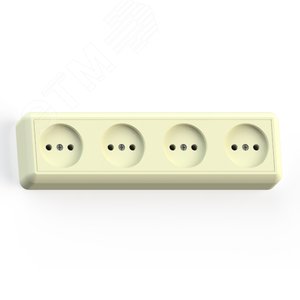 Изображение товара ОПТИМА Розетка откр. установки четырехместная, 16А РА16-402, слоновая кость (шт)
