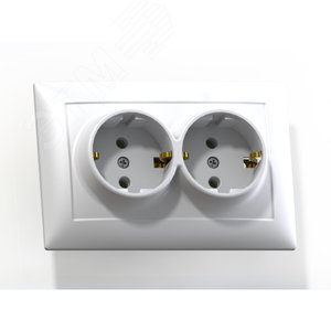 Изображение товара СЕЛЕНА Розетка скрытой установки двухместная с заземляющим контактом РС16-372, белый (шт)