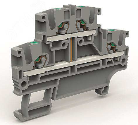 Изображение товара Двухярусная клемма на 2,5 кв.мм серия Quadro с защитой от прикосновения