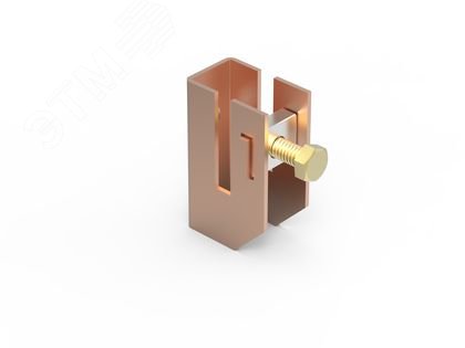 Изображение товара Скоба-держатель полосы с болтом медь для крепления 50 мм