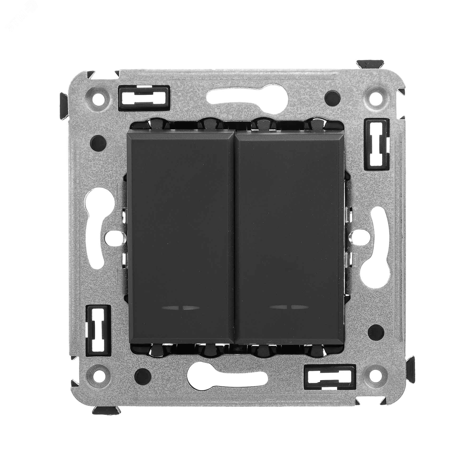 Изображение товара Avanti Инвертор двухклавишный в стенуЧерный матовый (Переключатель сх. 7+7) (шт)