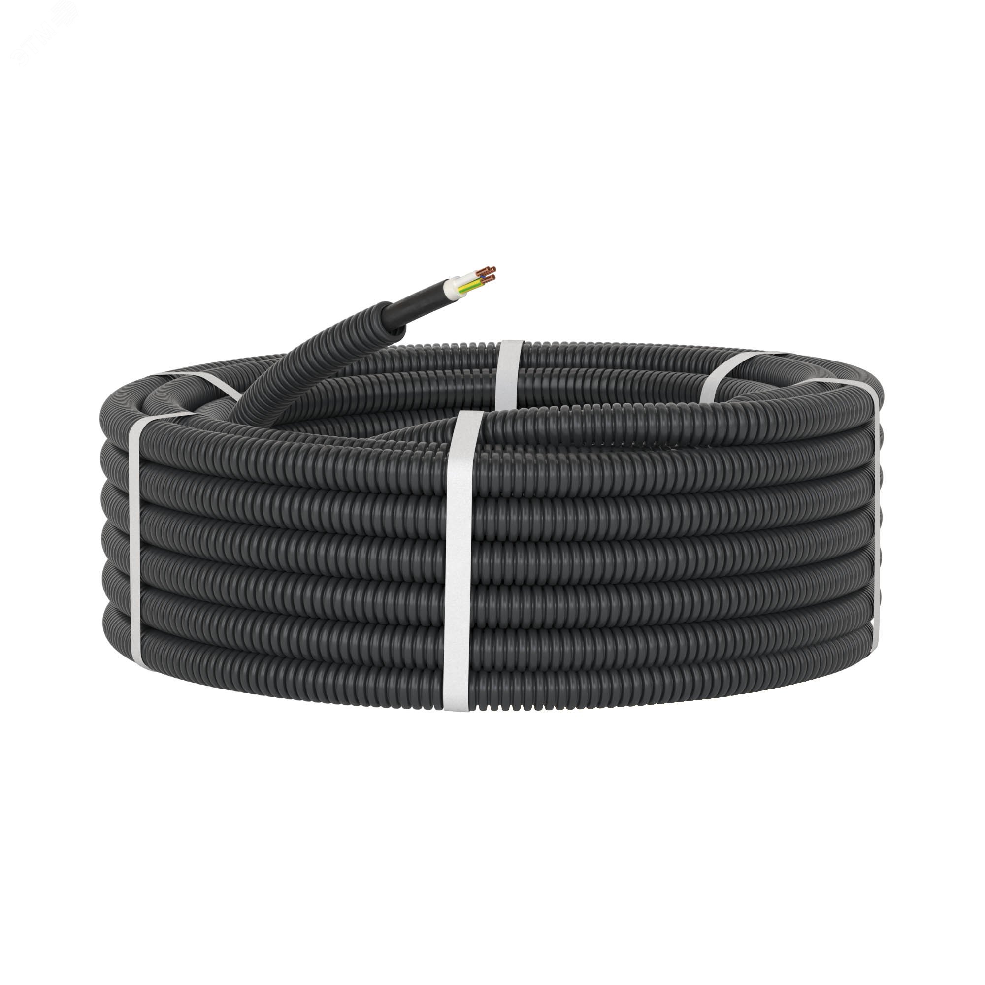 Труба ПНД гибкая гофрированная д.16мм с кабелем ГОСТ+ ВВГнгLS 3х2.5(50м) черная 7S71650 DKC - превью 3